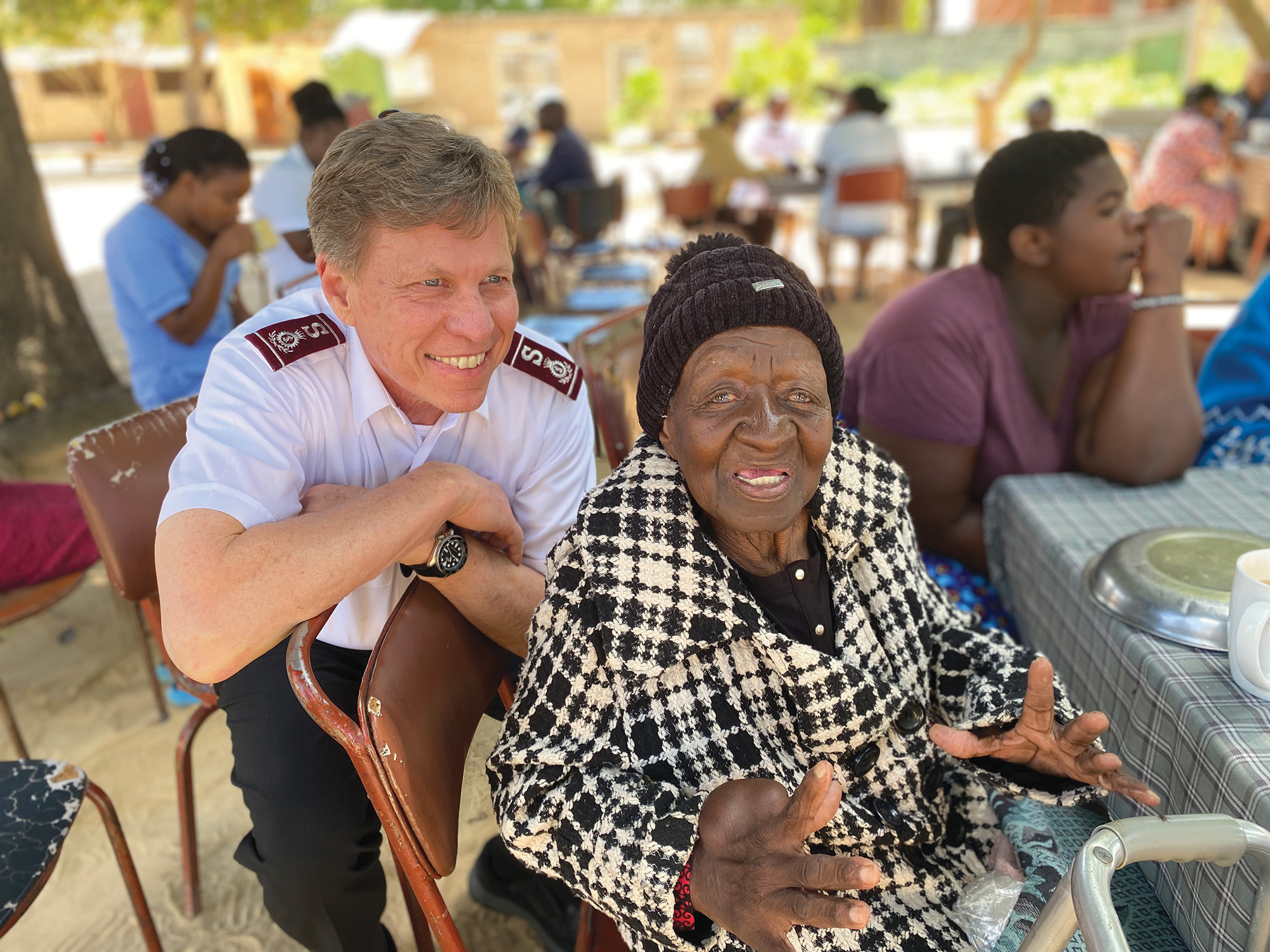 A Salvation Army officer and a resident of the older people's home