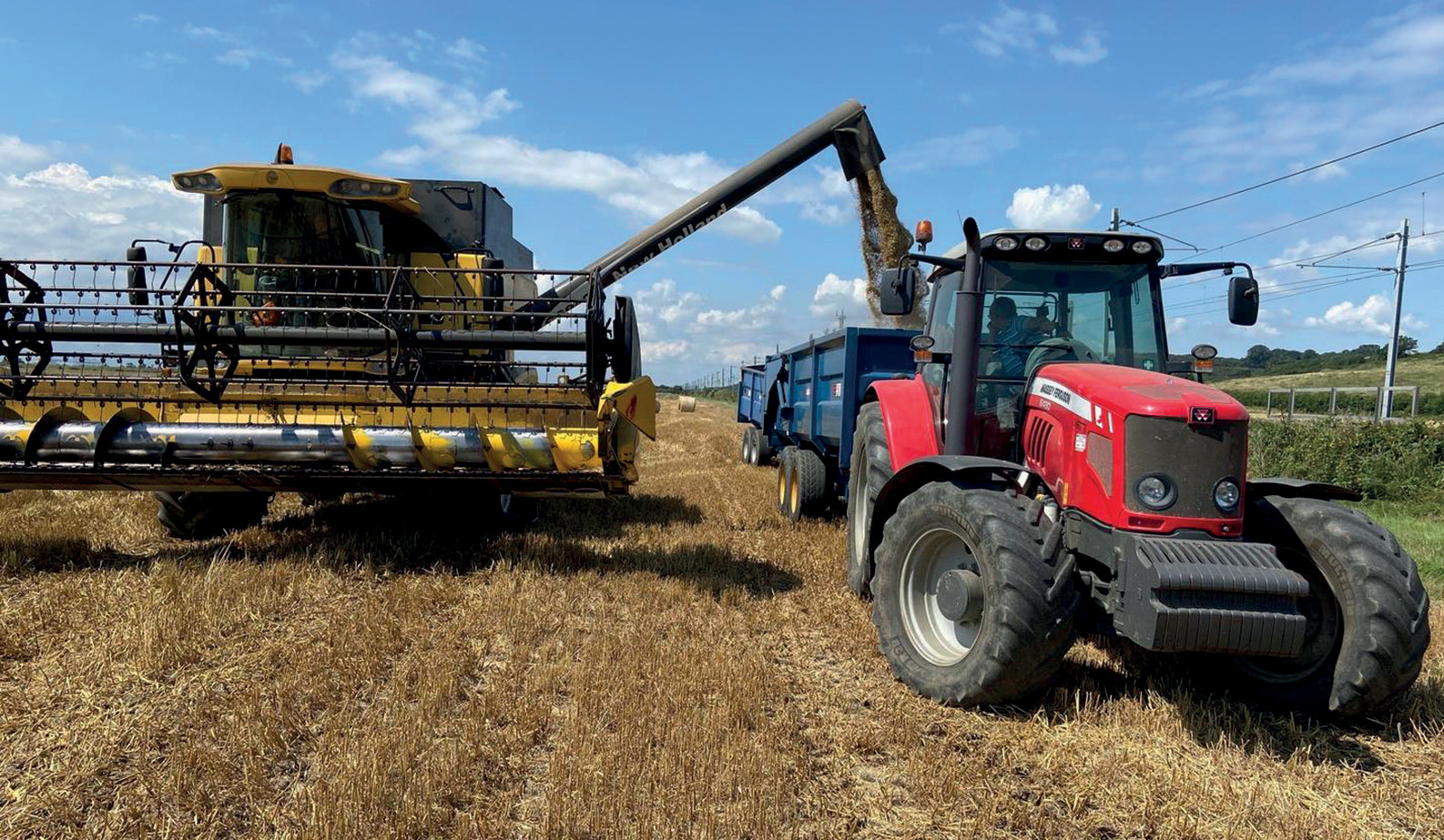 A combine harvester at Hadleigh Farm
