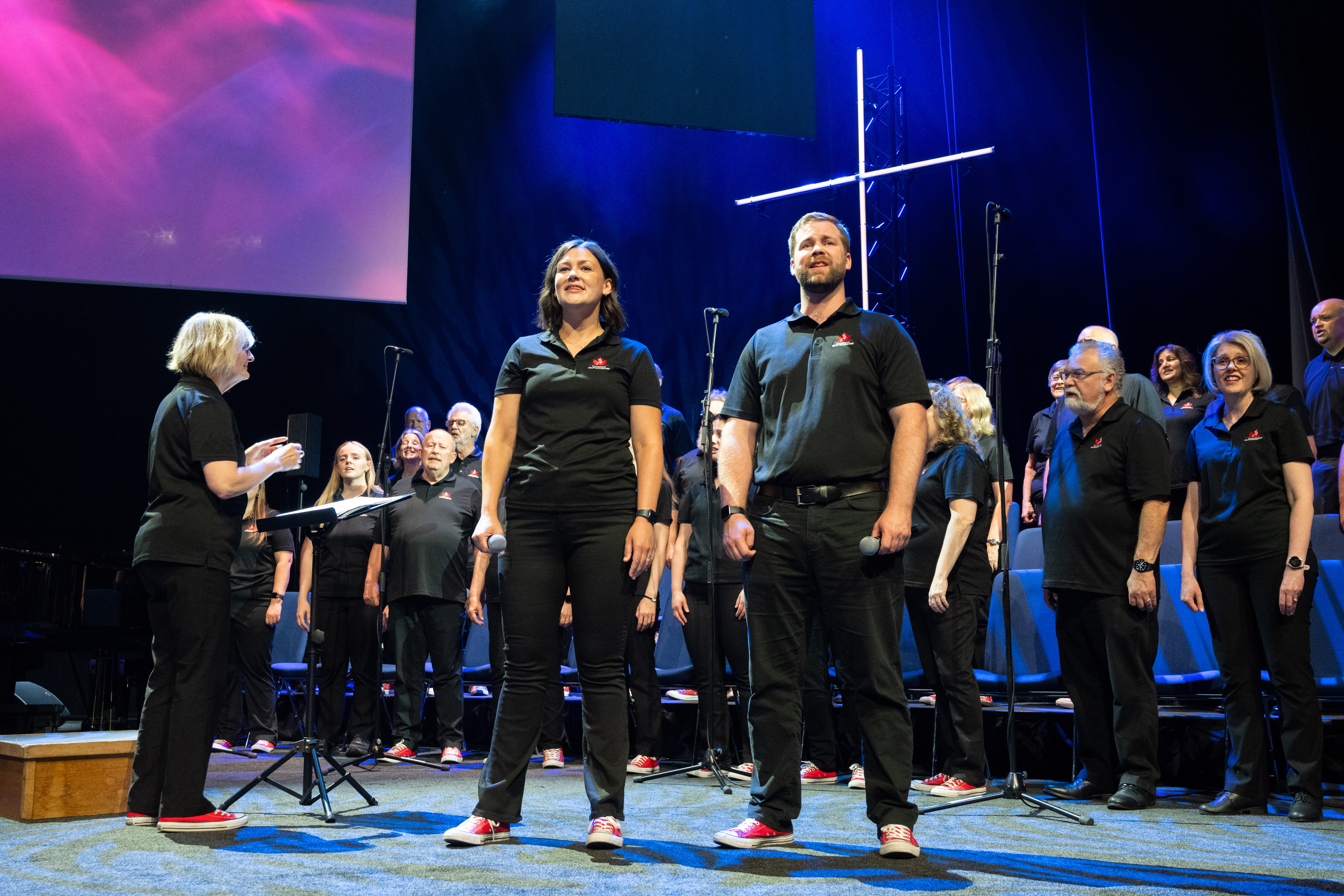The Canadian Staff Songsters on stage