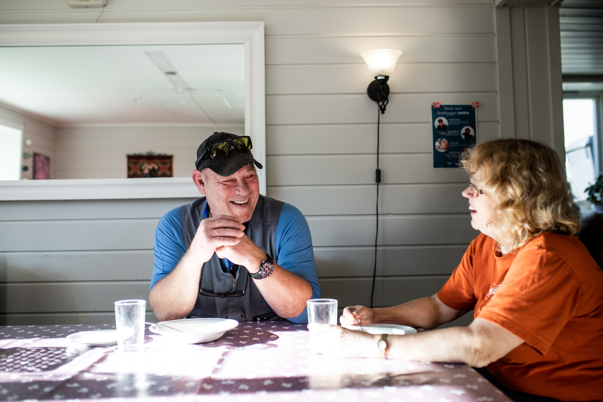 A man and a woman talk