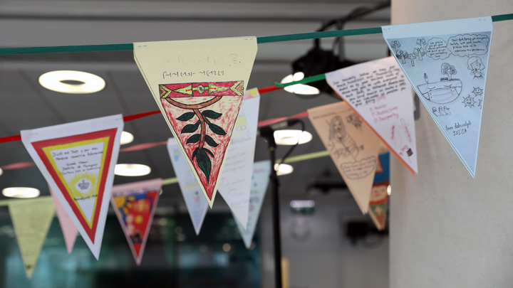 Bunting on display