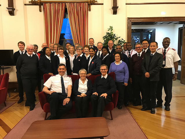 The group gather at Sunbury Court