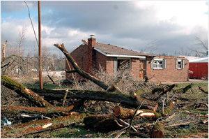 Damaged house in the Midwest