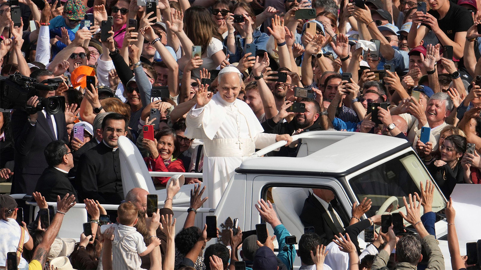 Pope Leo XIV waves to the crowd in St. Peter's Square