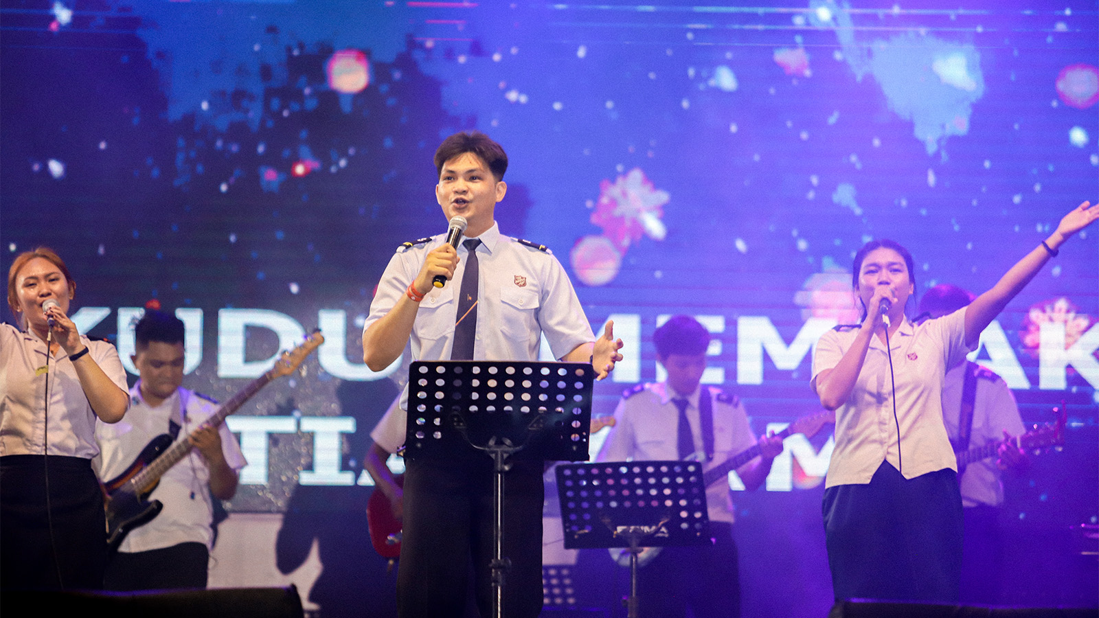Young people lead worship at the revival meeting