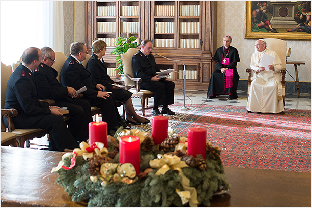 The Salvation Army's delegation, headed by General Cox, in a private meeting with His Holiness Pope Francis
