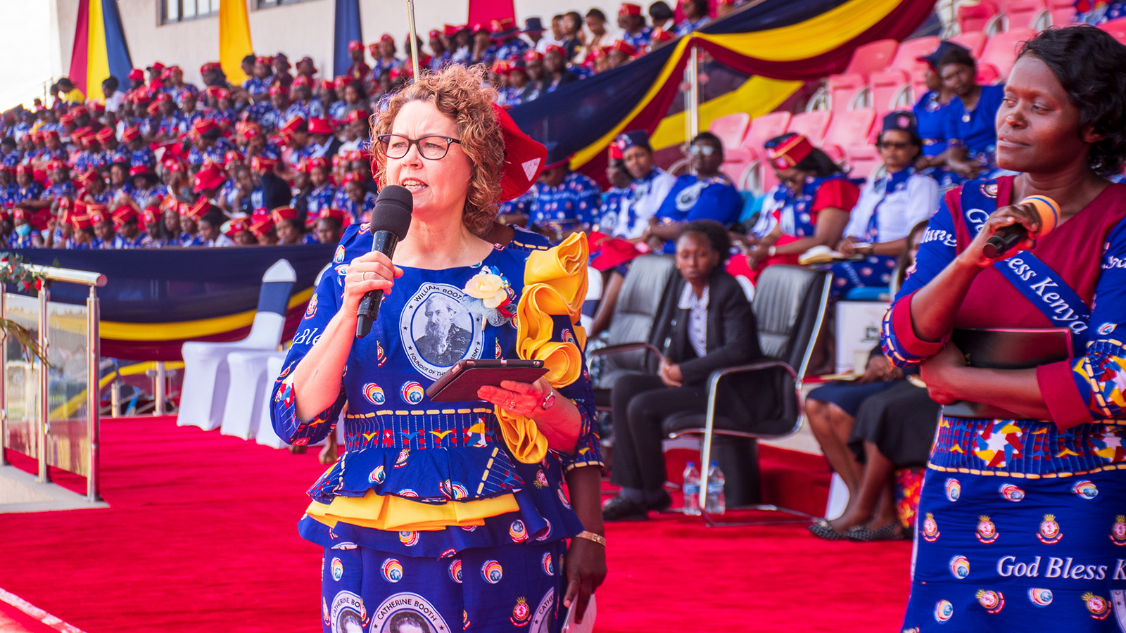 The World President of Women's Ministries addresses the crowd
