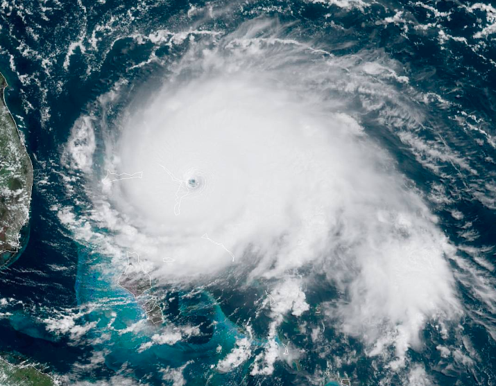 Satellite image of Hurricane Dorian