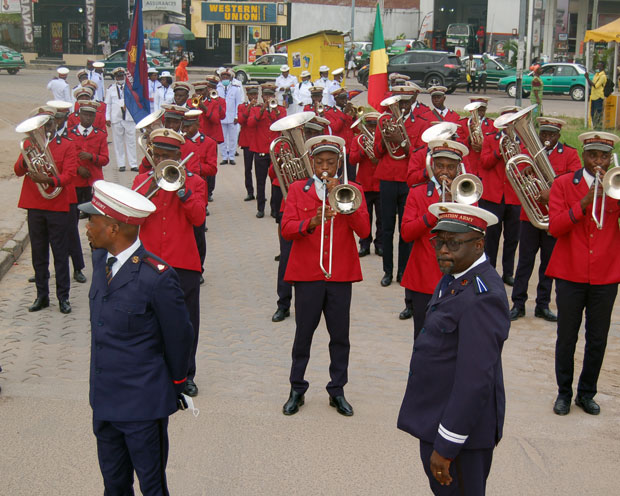 Musicians prepare to march