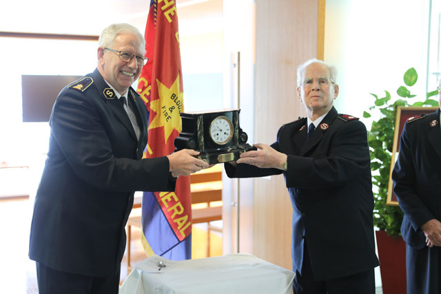 The presentation of the clock by Colonel Bramwell Booth