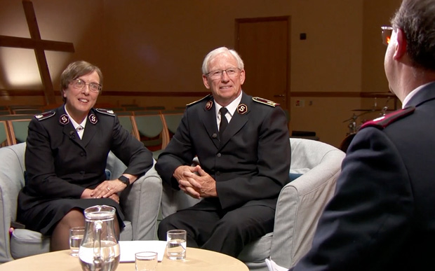 The leaders speak to Major David Williamson
