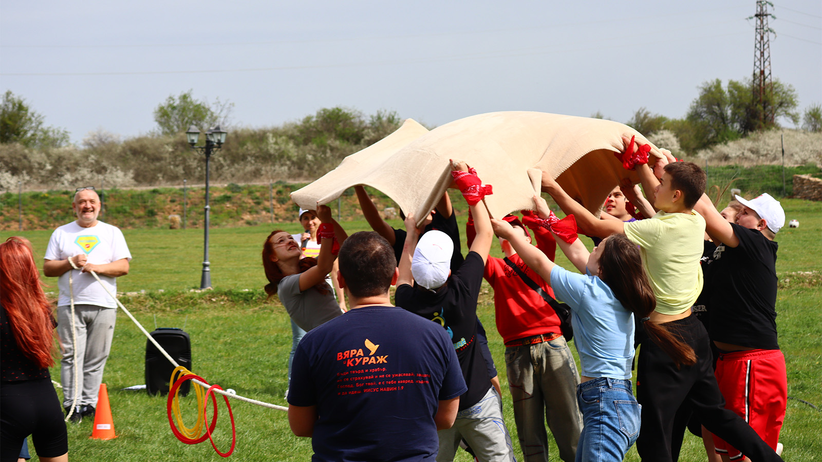 Young people take part in games at a youth camp in Bulgaria