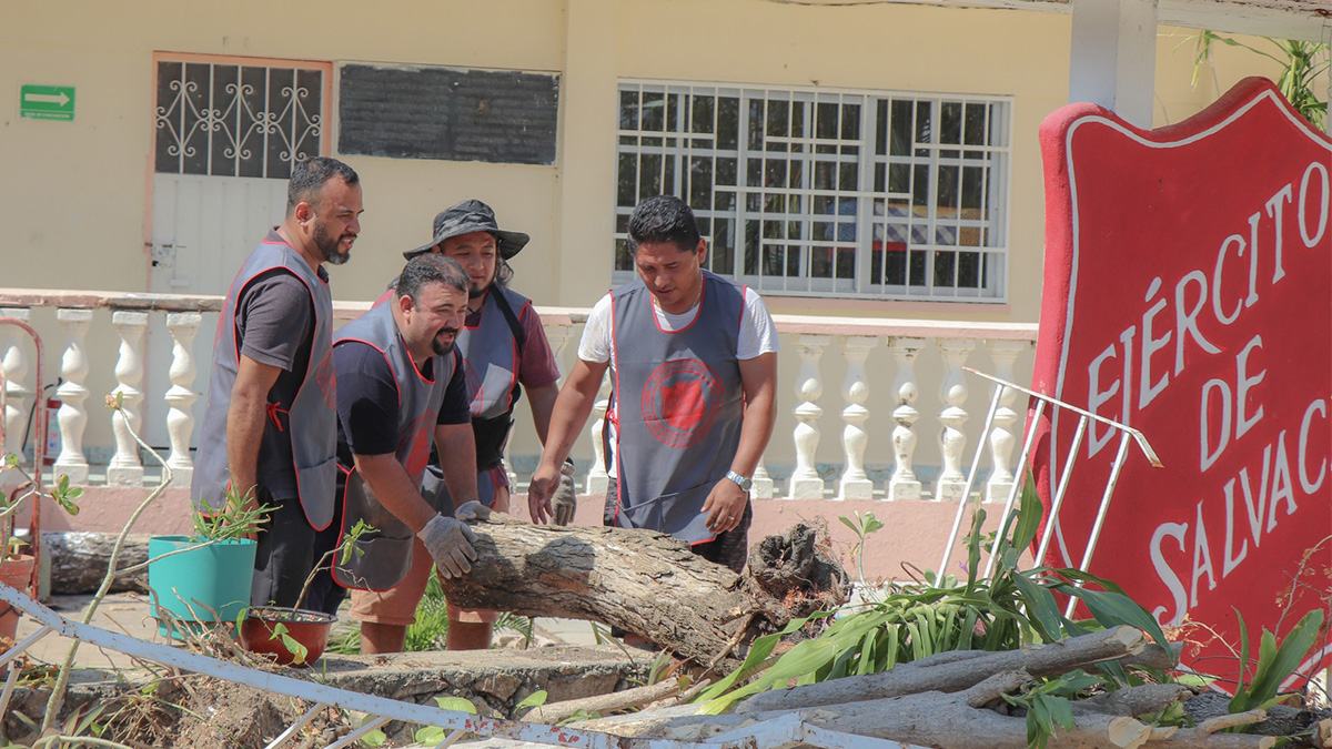 Clearing debris in Acapulco