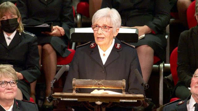 Commissioner Freda Larsson speaks