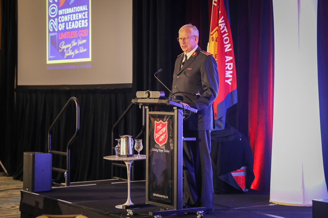 General Brian Peddle addresses the international leaders