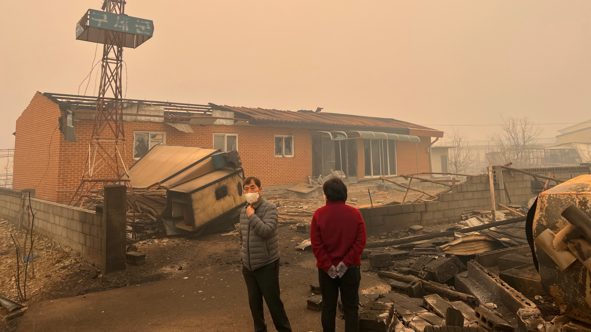 The remains of houses after the wildfires.