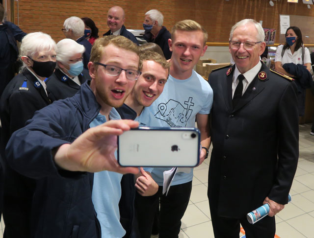 General Peddle takes a selfie with some of those gathered