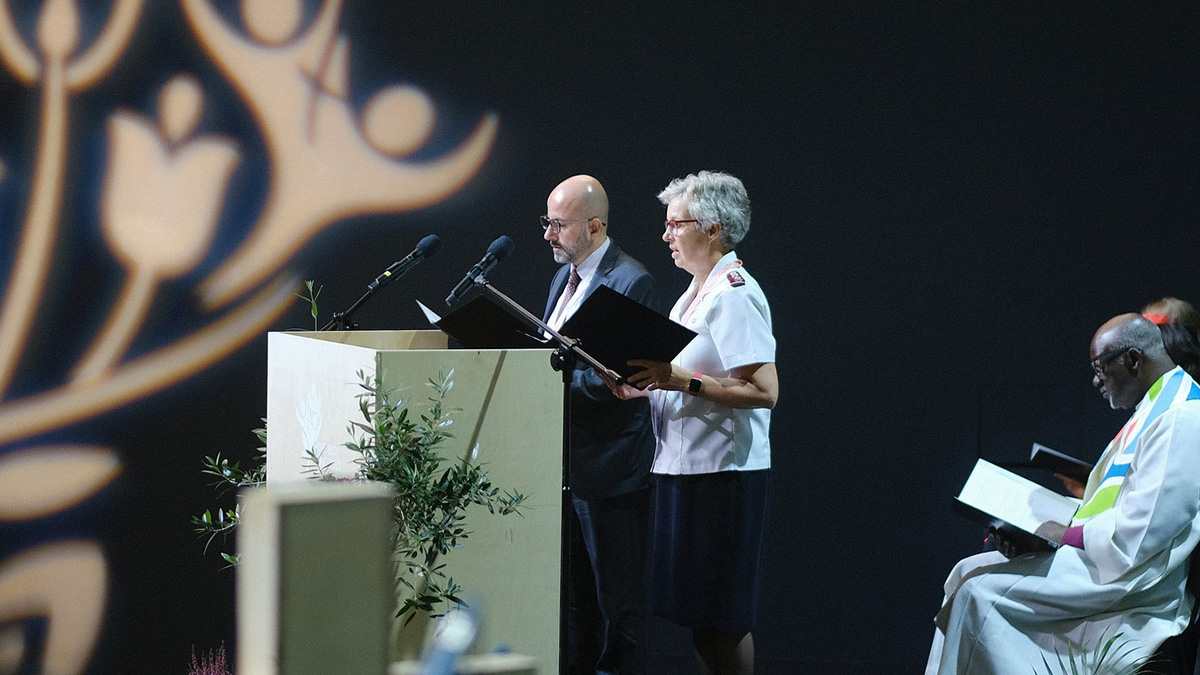 Commissioner Vibeke Krommenhoek with the Reverend Cesar Garcia