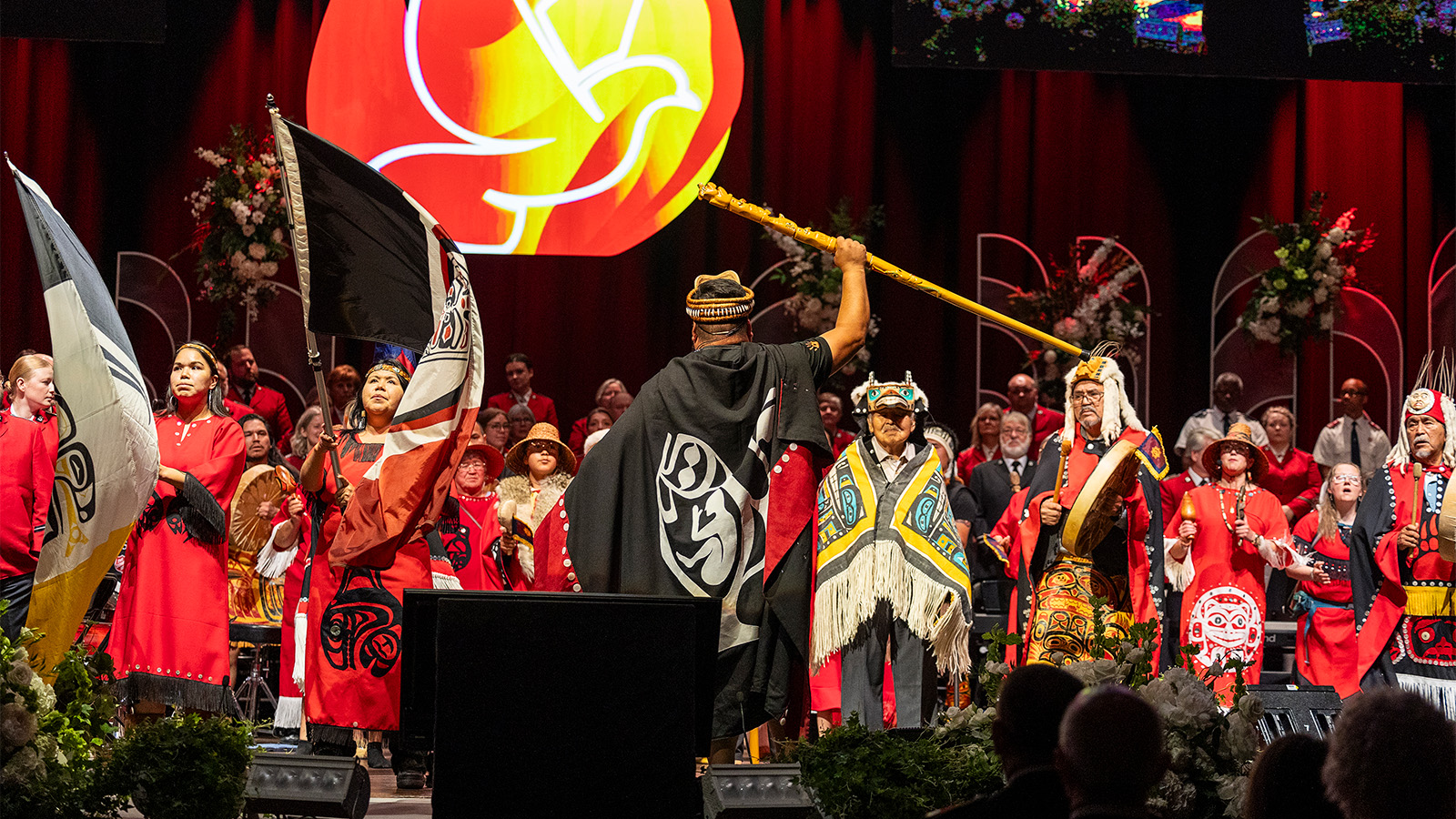 Gitwinksihlkw Four Crest Dancers, a Nisga’a cultural singing and dancing group from British Columbia
