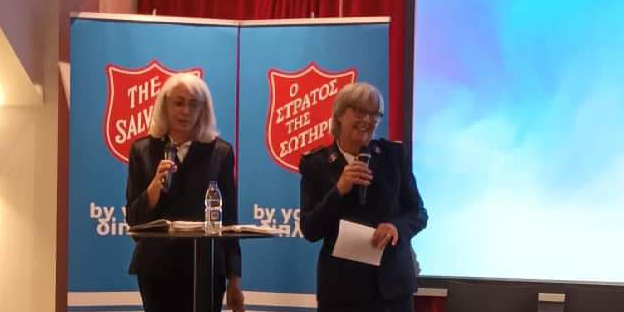 Salvation Army officers speak at the celebration