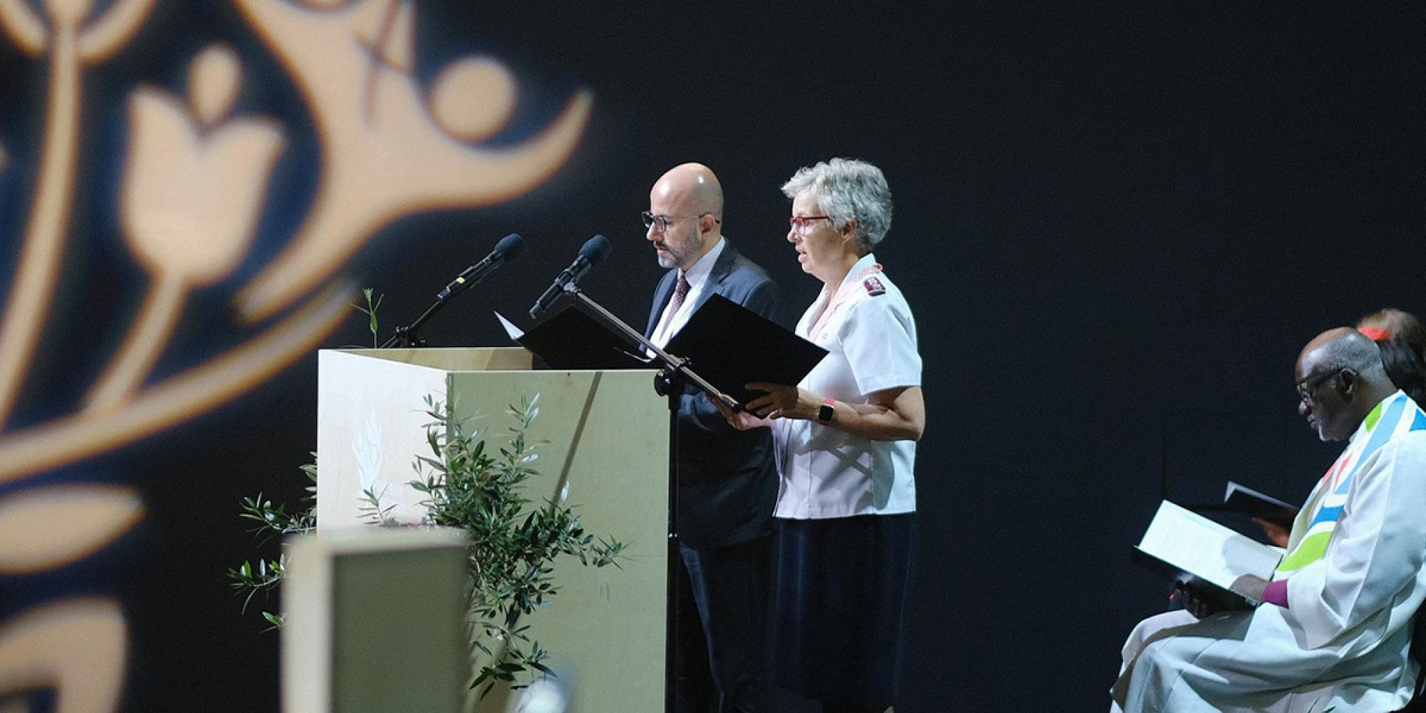 Commissioner Vibeke Krommenhoek with the Reverend Cesar Garcia