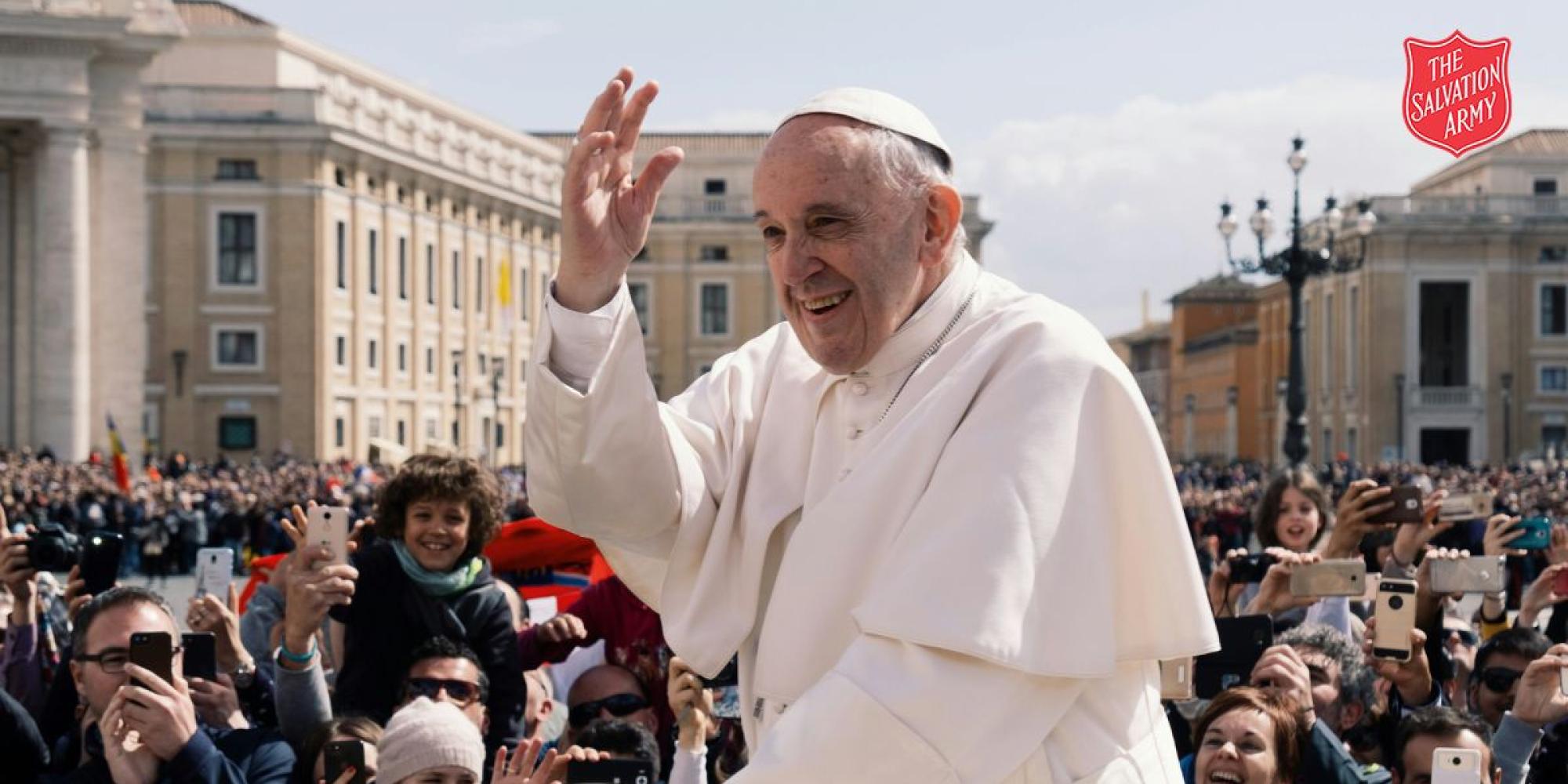 Pope Francis waves to the crowd in Vatican City