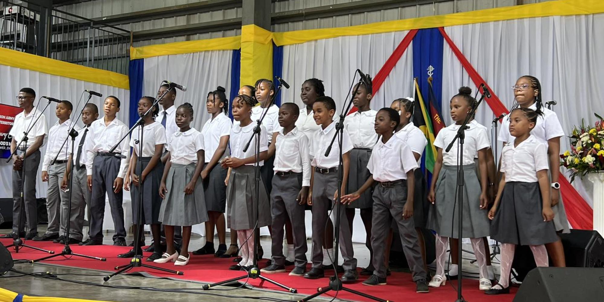 A children's choir on stage