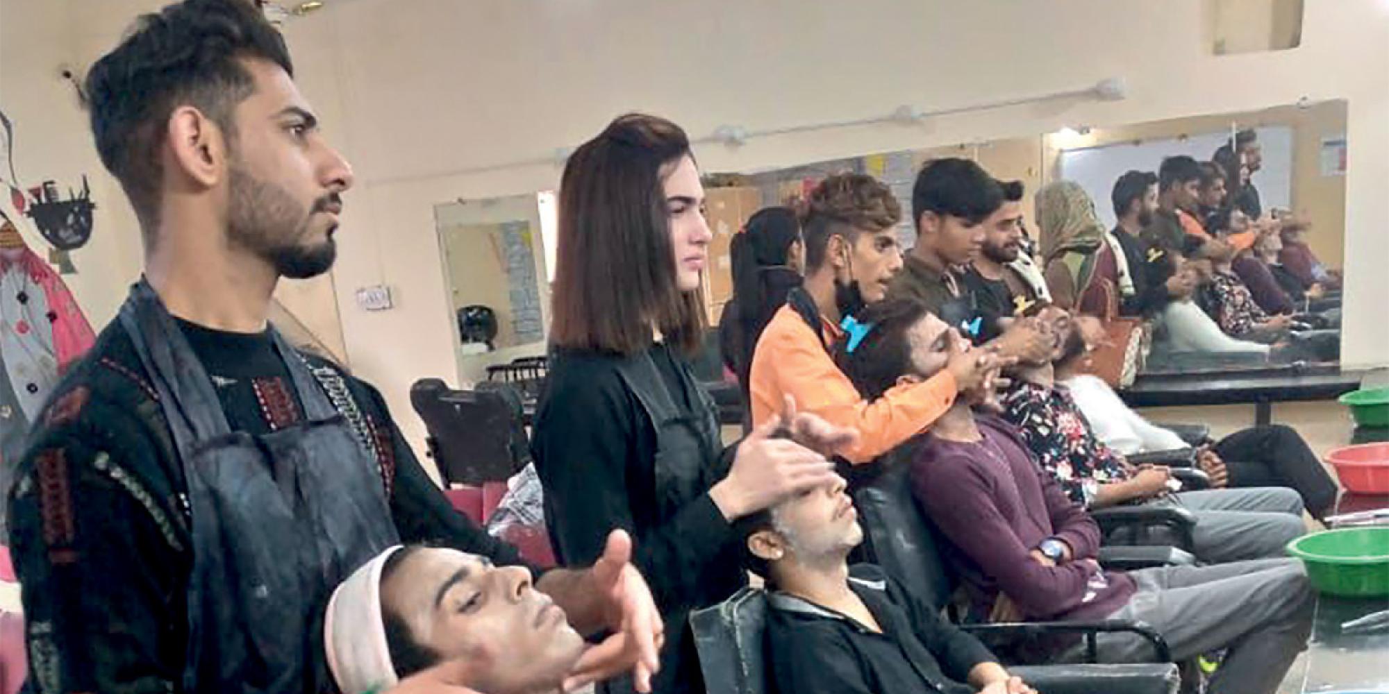 Students training as make-up artists