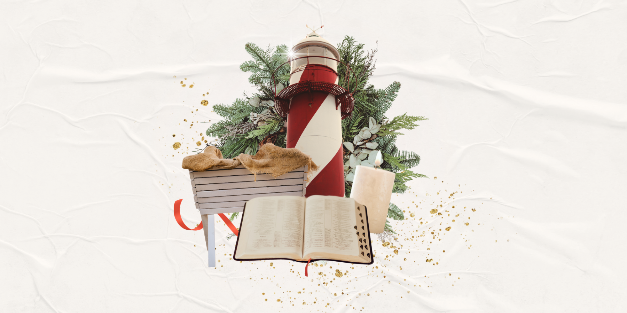 A Bible, lighthouse and manger