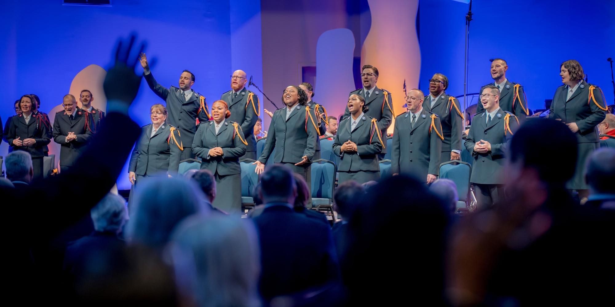 Salvationists worshipping