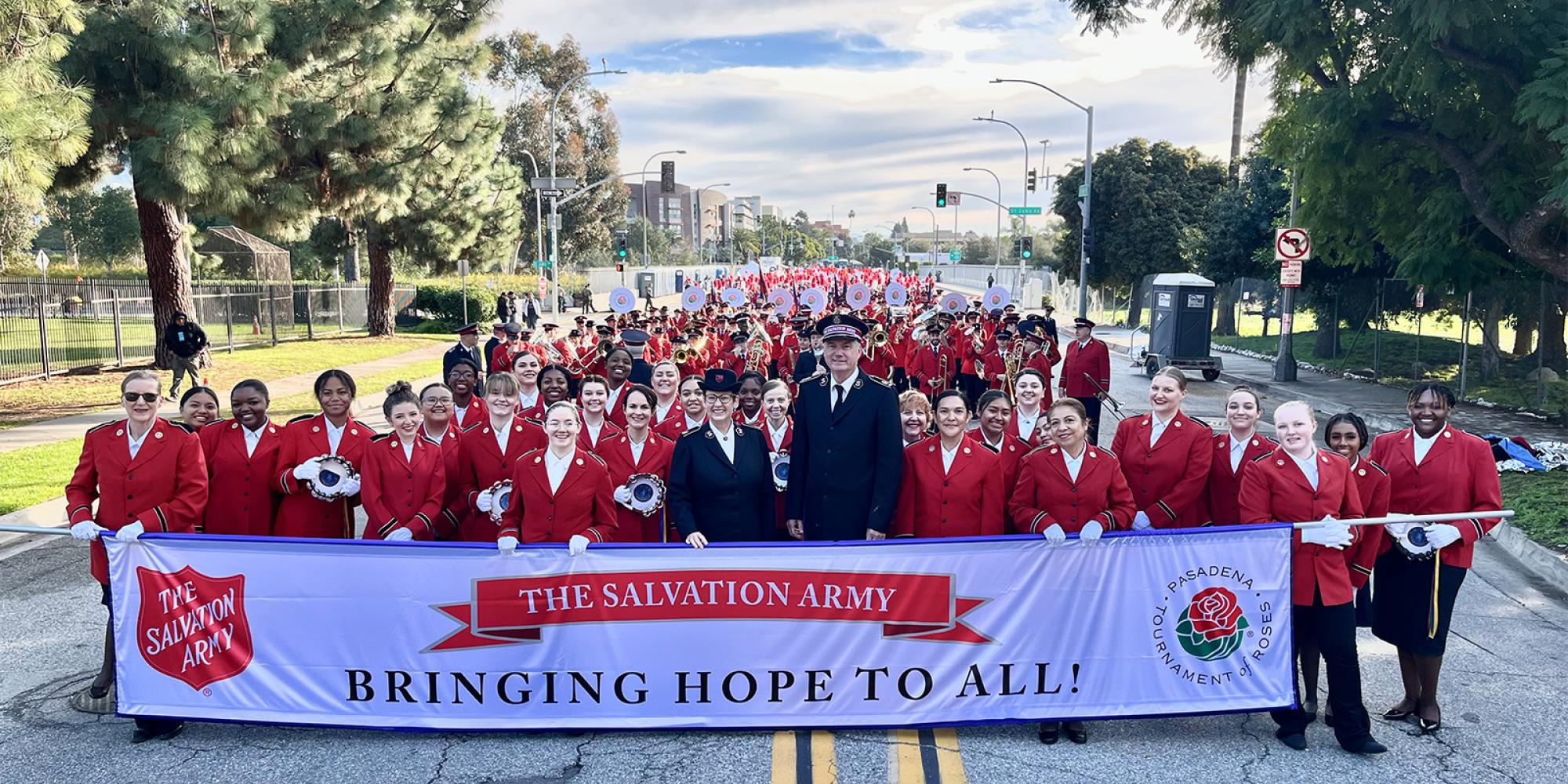 A large group of Salvationists in the parade