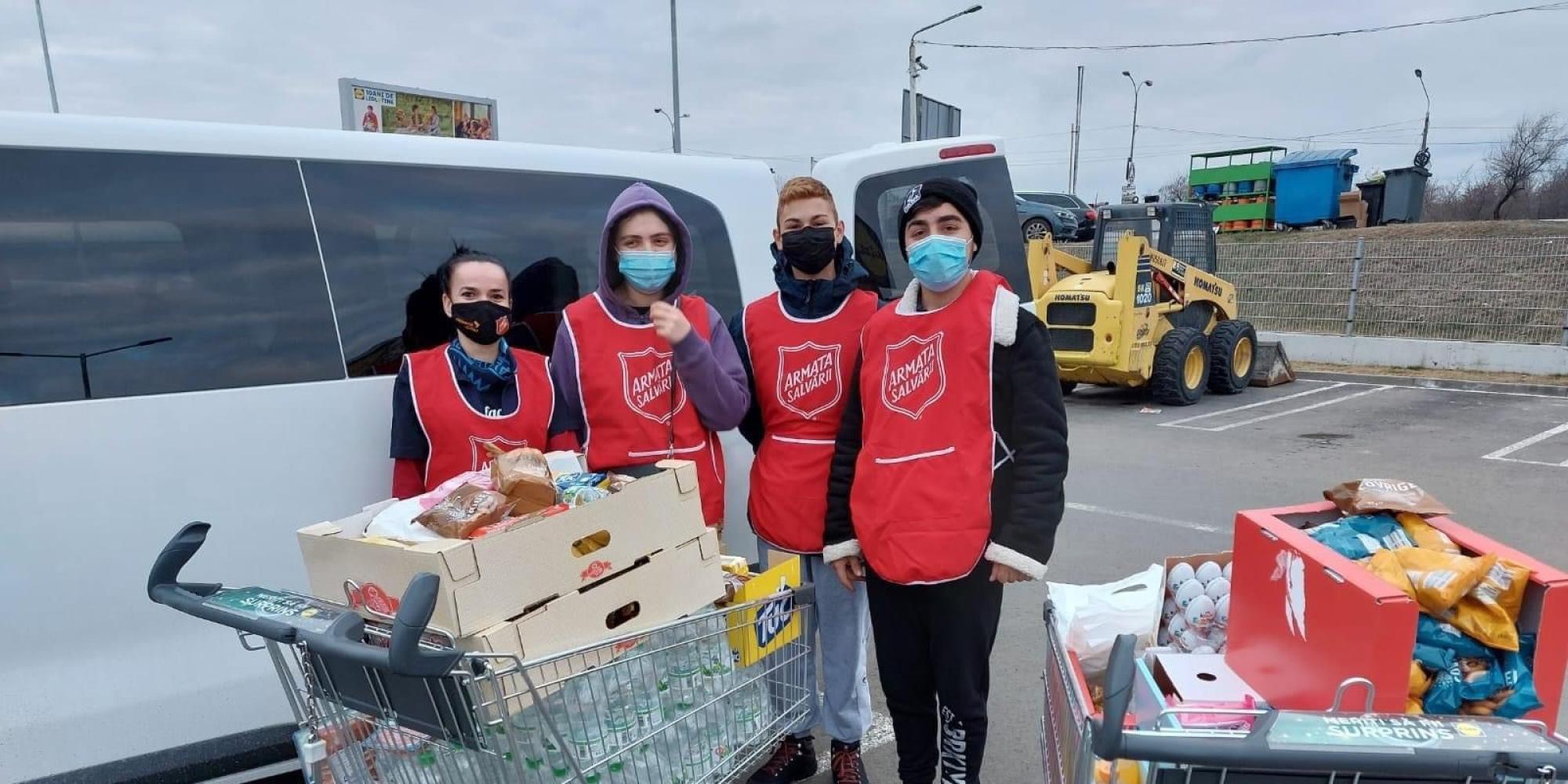 Emergency team with supplies