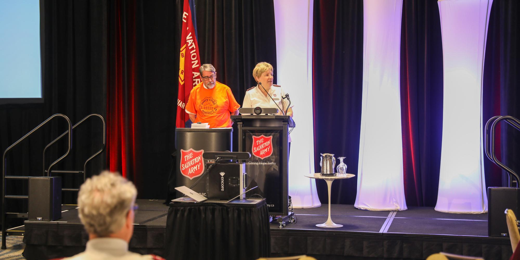 Colonels Swan speak at the event