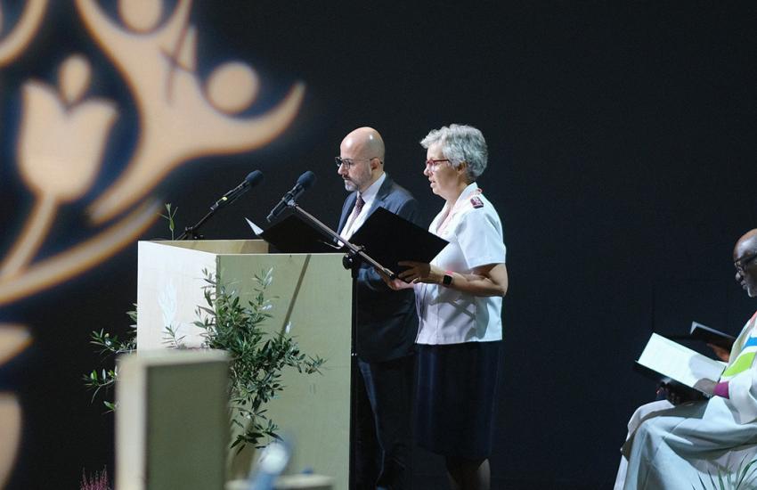 Commissioner Vibeke Krommenhoek with the Reverend Cesar Garcia