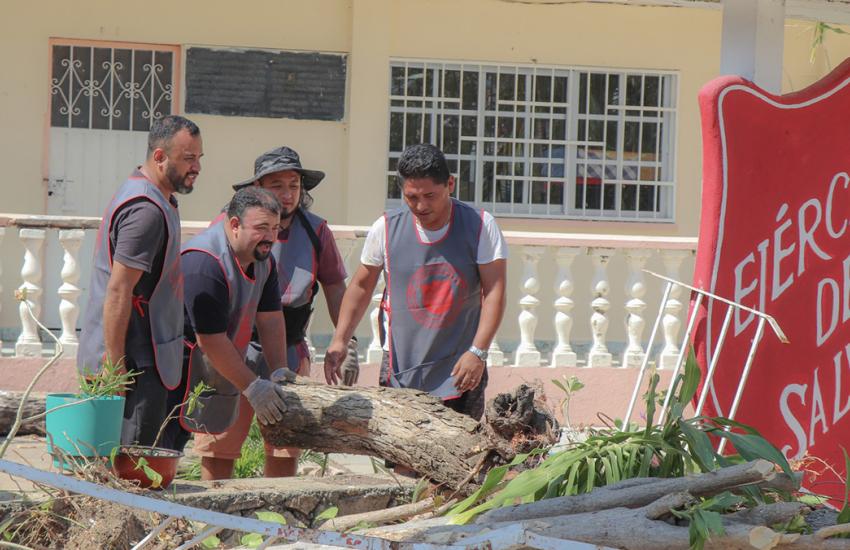 Clearing debris in Acapulco