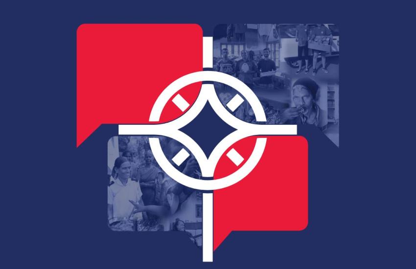 Compass logo with speech bubbles