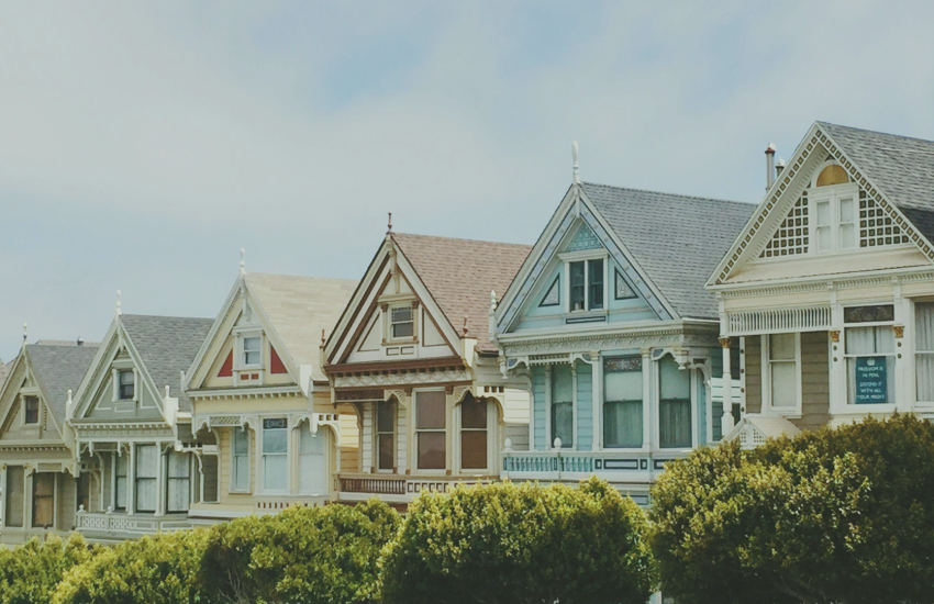 A row of colourful houses