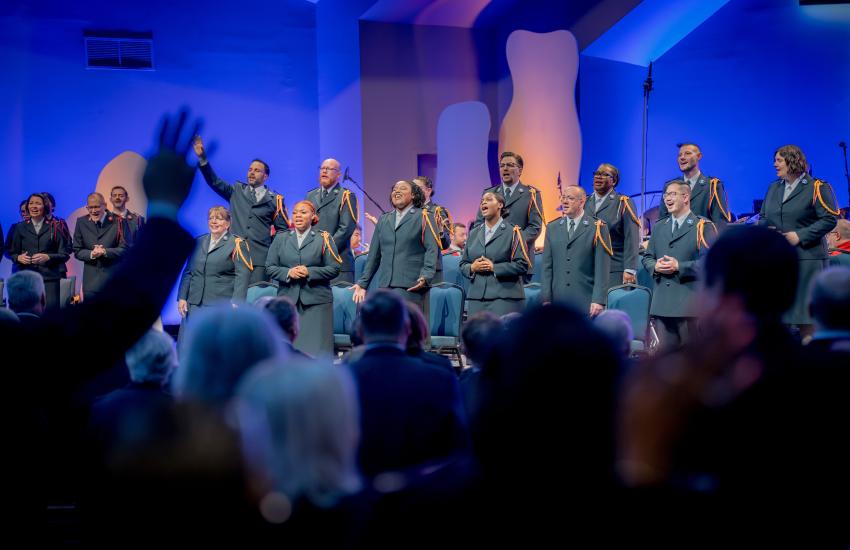 Salvationists worshipping