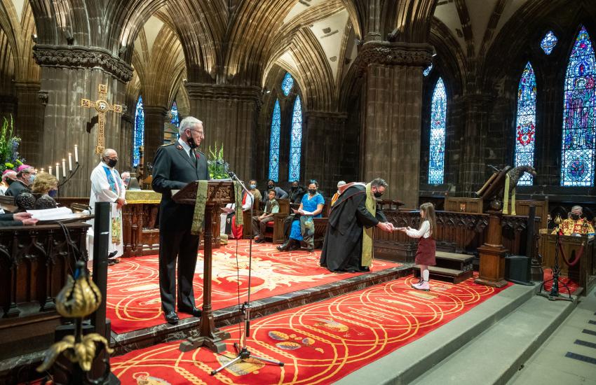 General Brian Peddle in Glasgow Cathedral