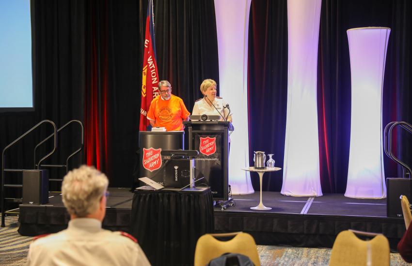 Colonels Swan speak at the event