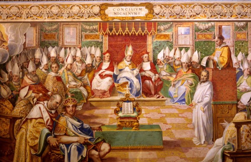 A fresco of the council of Nicea, which is displayed at the Vatican