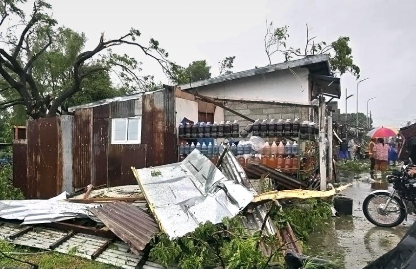 House with roof blown off