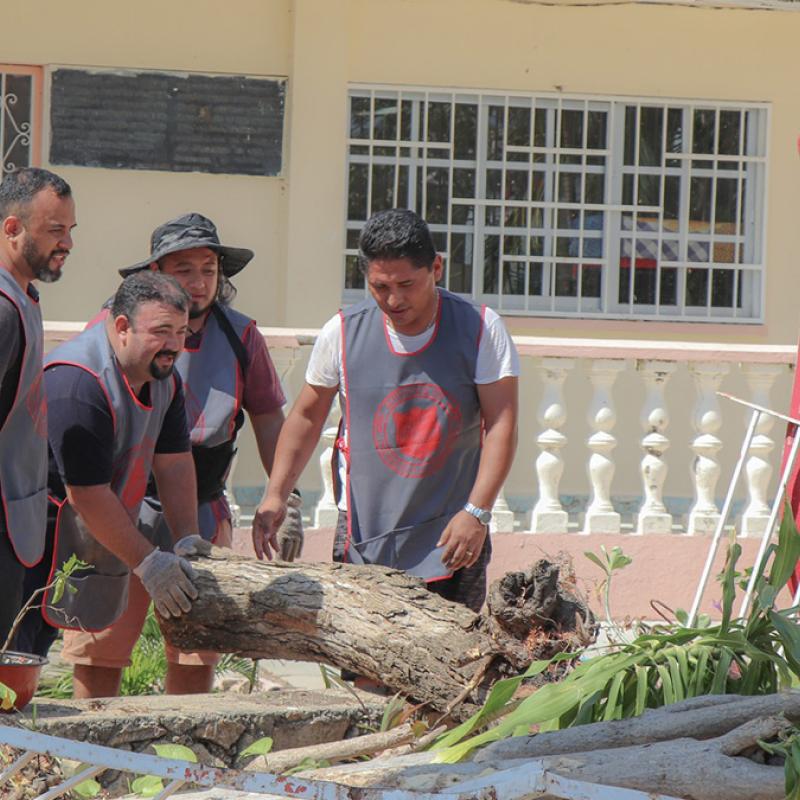 Clearing debris in Acapulco