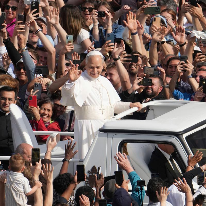 Pope Leo XIV waves to the crowd in St. Peter's Square