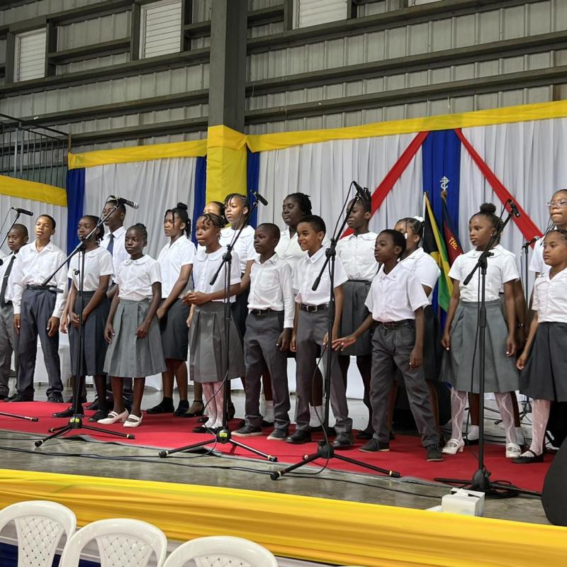 A children's choir on stage