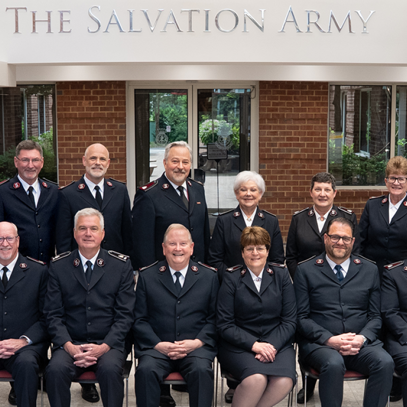 Salvation Army officers pose for a photo