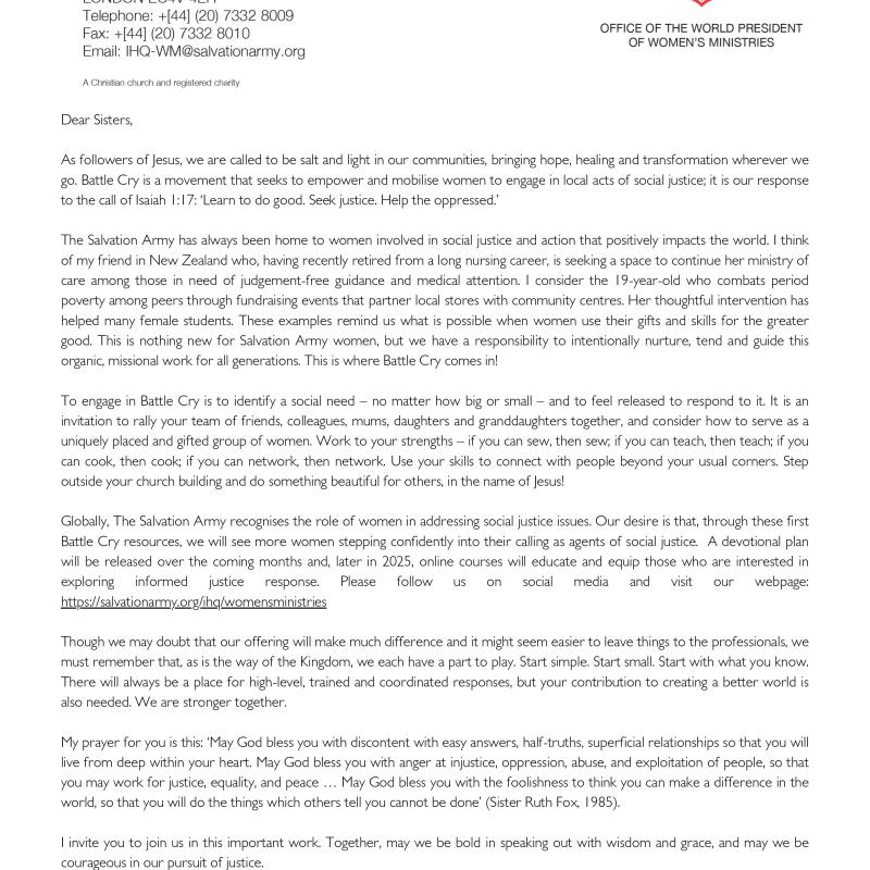 Battle Cry letter