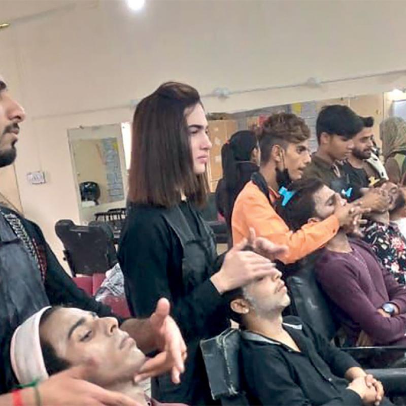 Students training as make-up artists