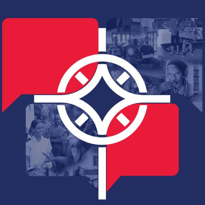 Compass logo with speech bubbles
