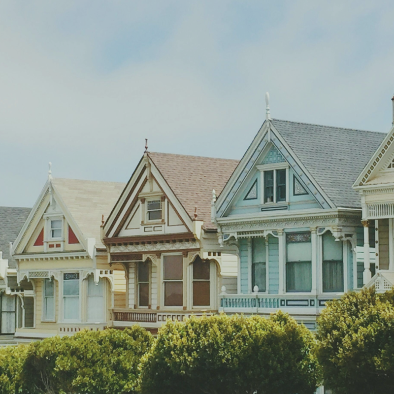 A row of colourful houses